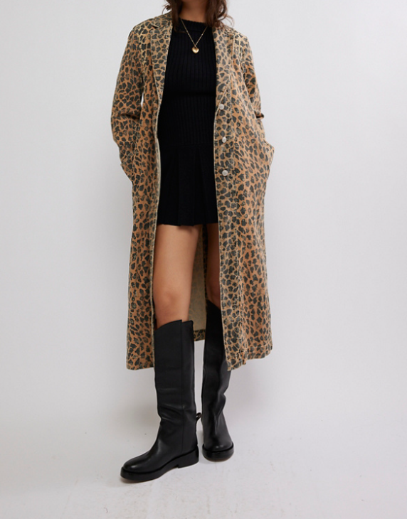 MONIQUE DENIM DUSTER-CHEETAH