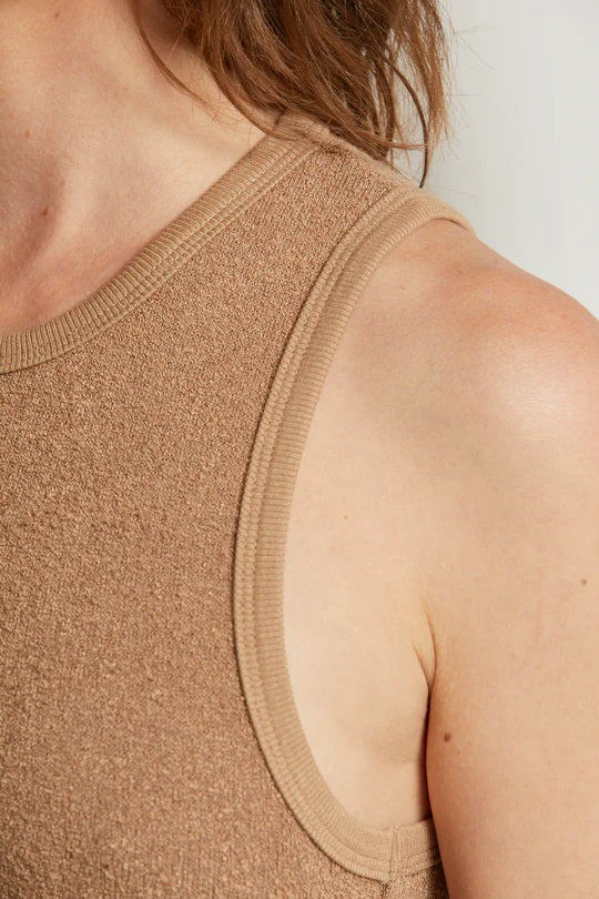 EVERLY BOUCLE HIGHNECK CROPPED TANK-WALNUT - Kingfisher Road - Online Boutique