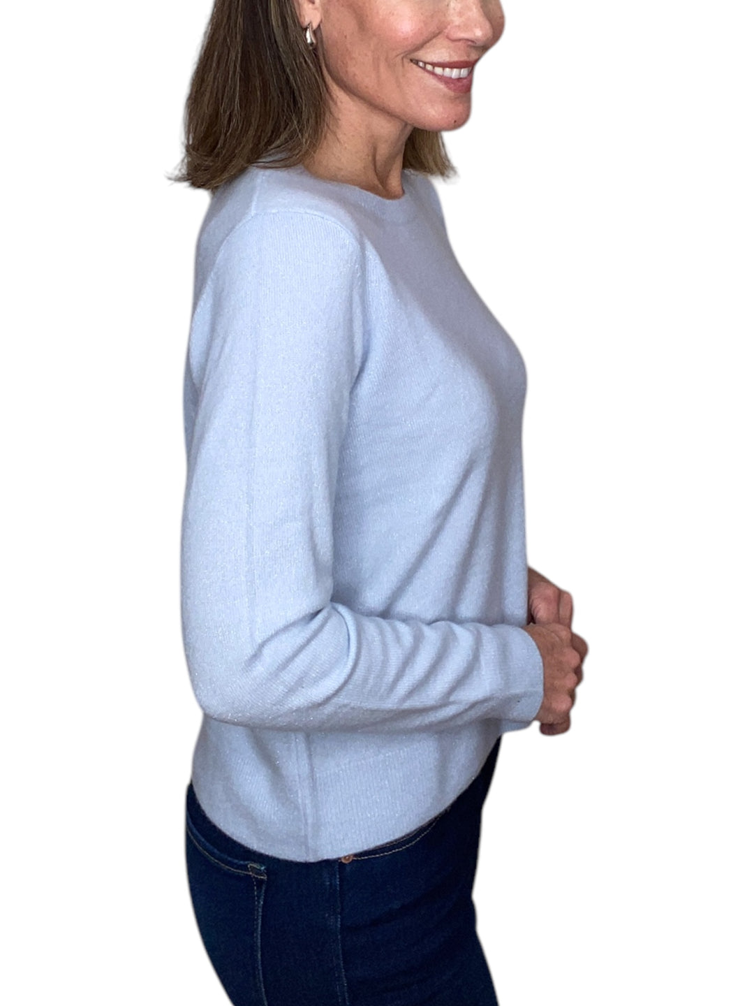 CASHMERE CREW NECK SWEATER-GLACIAL