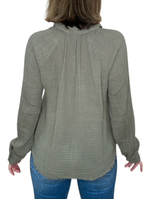 TONI BUTTON DOWN SHIRT-OLIVE - Kingfisher Road - Online Boutique