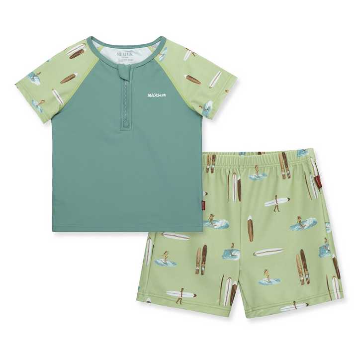 SUMMER SURF ZIPPER TOP AND SWIM TRUNKS - Kingfisher Road - Online Boutique