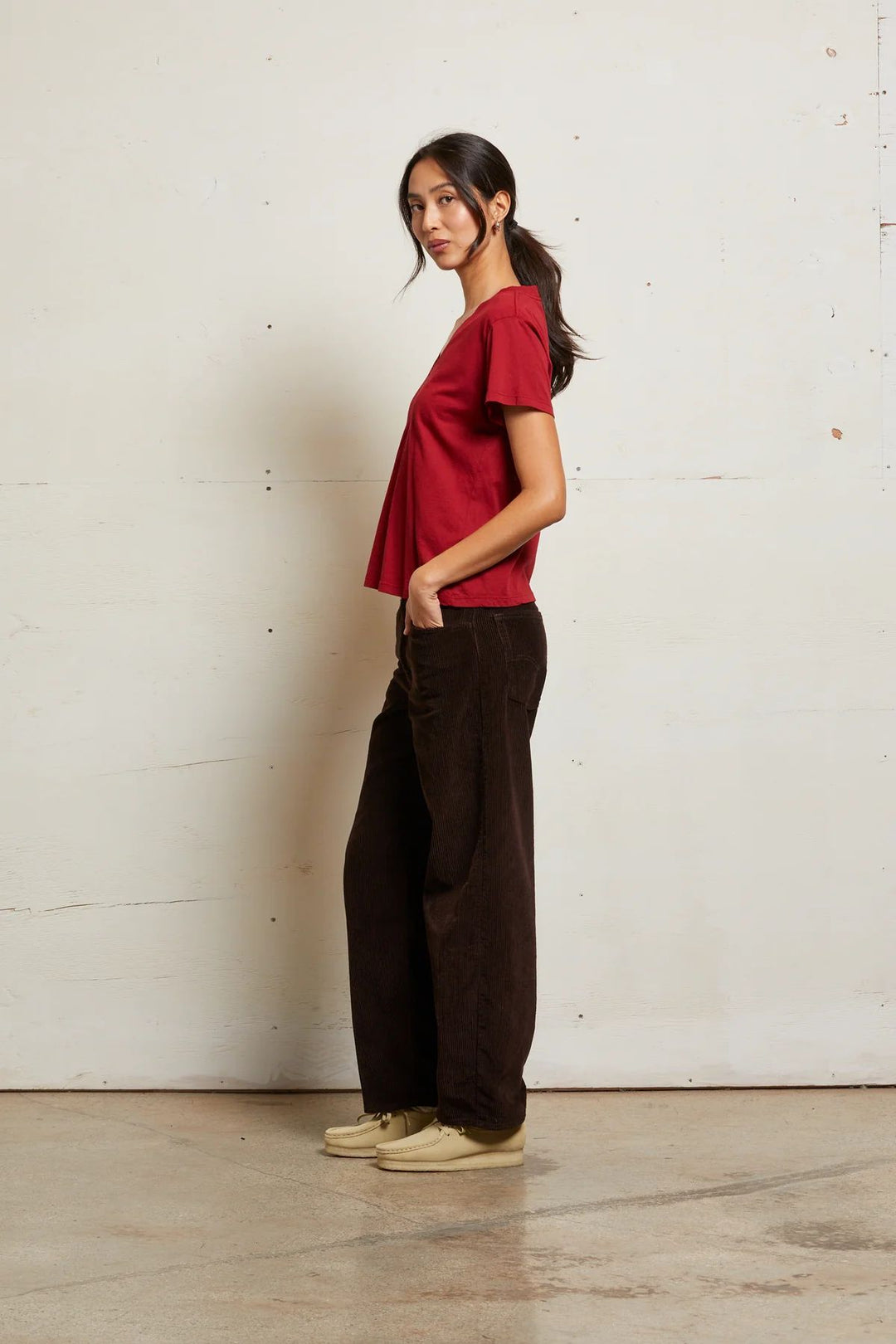 HENDRIX V-NECK TEE-MAPLE - Kingfisher Road - Online Boutique