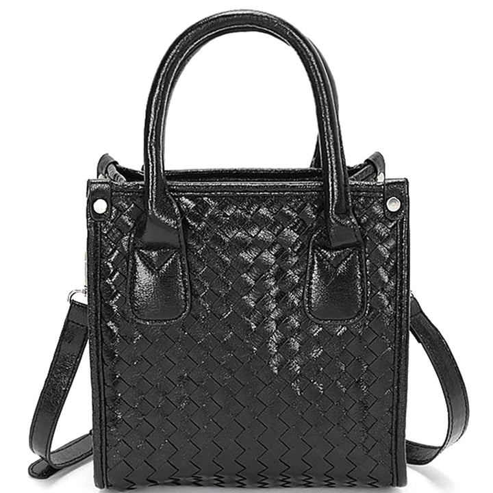 METALLIC BRAIDED TOTE BAG-BLACK