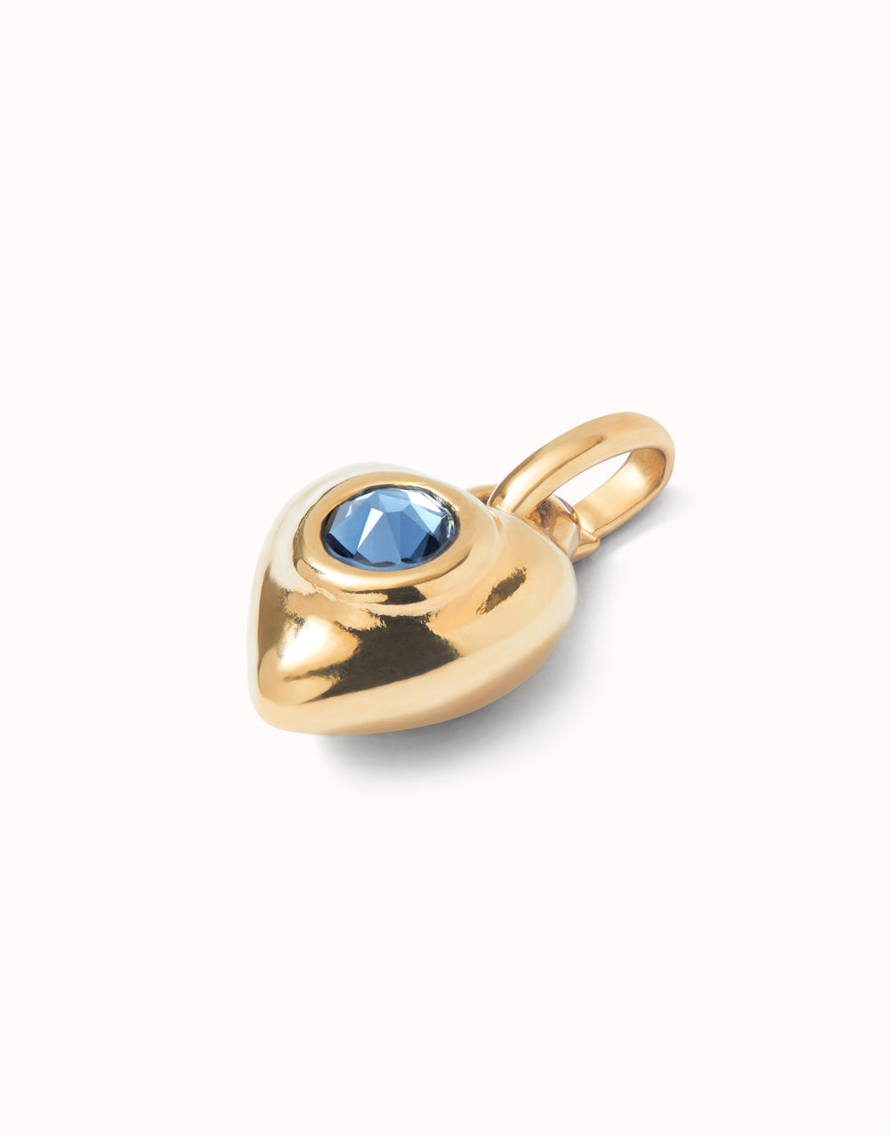 PUFFY HEART CHARM WITH BLUE STONE-GOLD - Kingfisher Road - Online Boutique