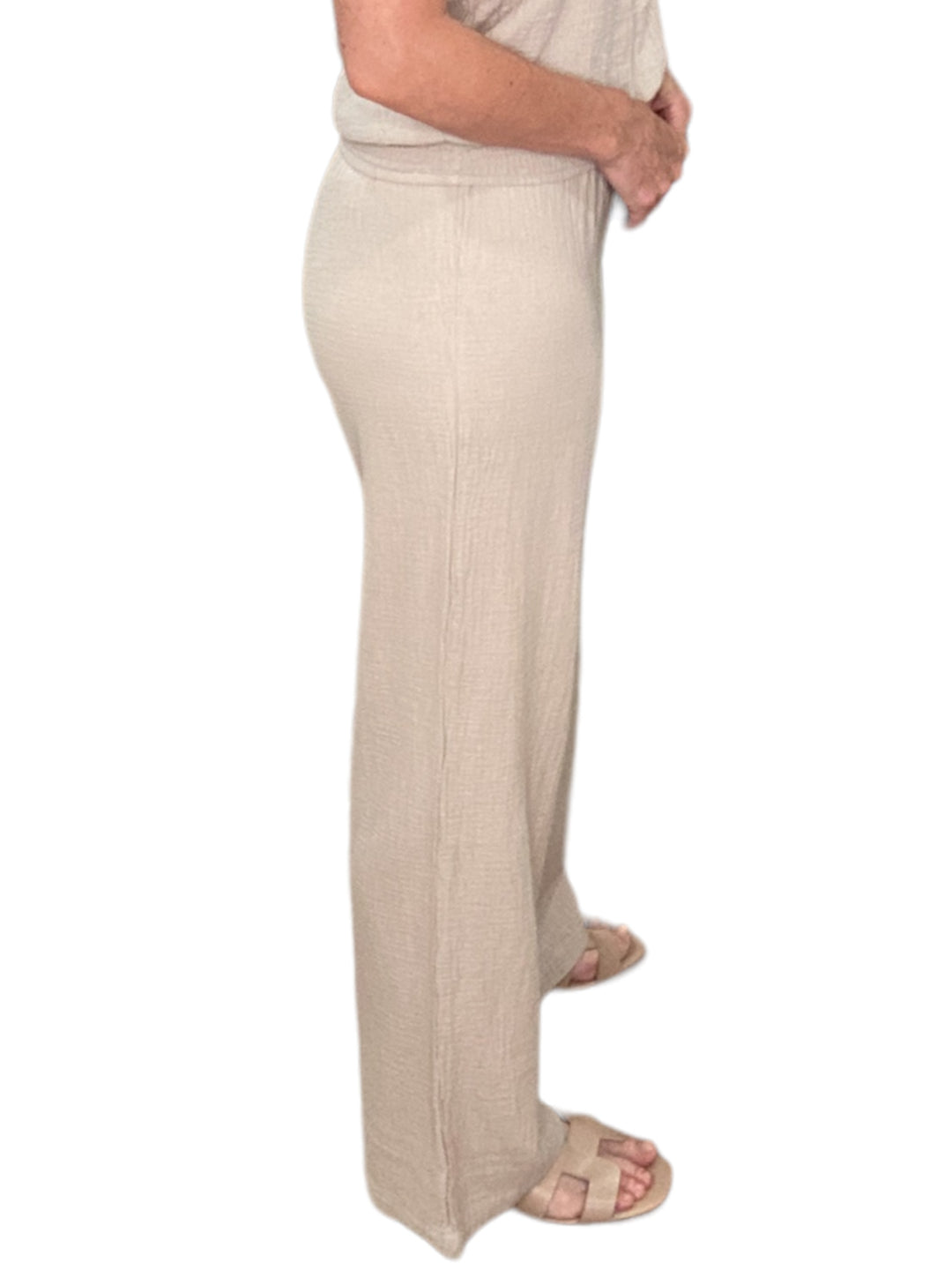 WIDE LEG SMOCKED WAIST PANT-SANDY - Kingfisher Road - Online Boutique