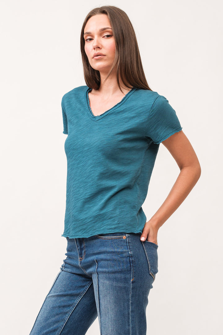 VANYA VNECK SHORT SLEEVE-DEEP TEAL - Kingfisher Road - Online Boutique