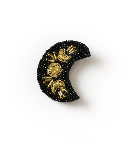 BEADED MOON BROOCH PIN