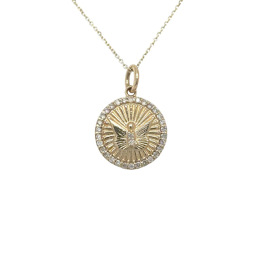 .20ct DIA BUTTERFLY ROUND DISK PENDANT-14kt YG - Kingfisher Road - Online Boutique