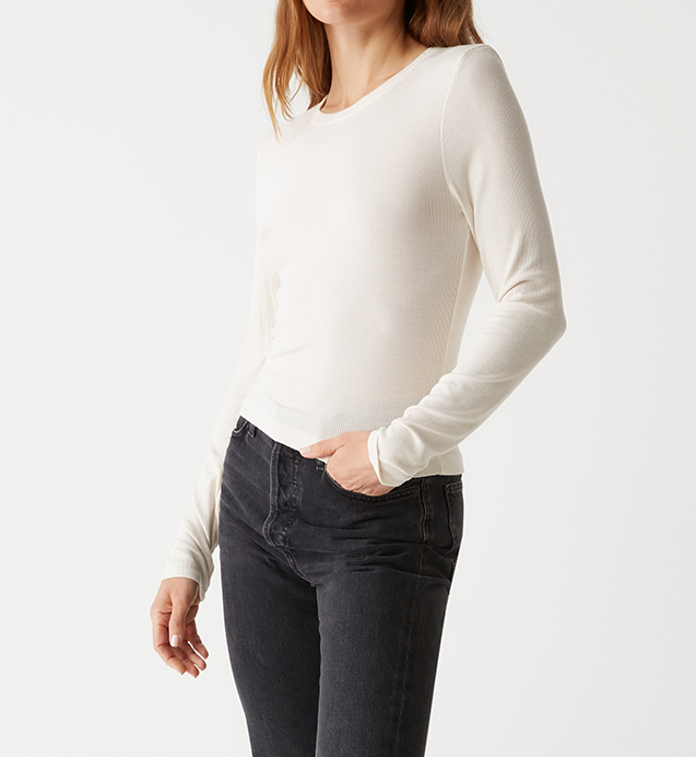 FINN CROPPED CREW NECK-CHALK