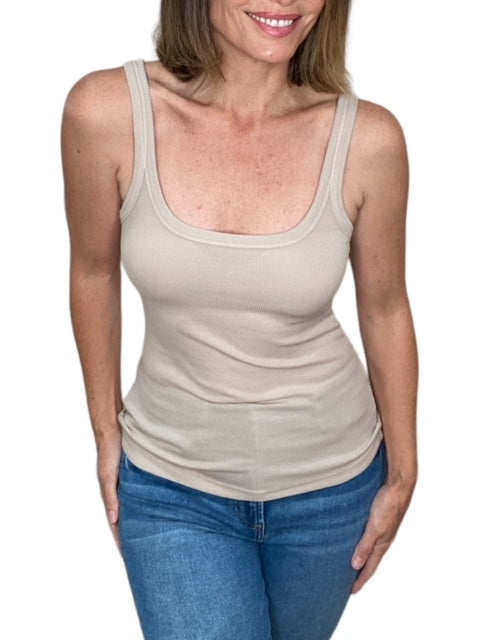 SCOOP NECK TANK-SANDY - Kingfisher Road - Online Boutique