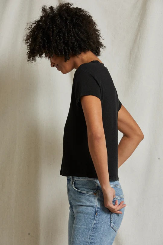 ROSIE V NECK TEE-TRUE BLACK - Kingfisher Road - Online Boutique