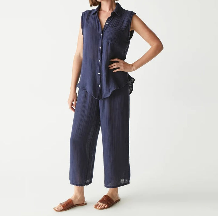 MEDINA SMOCKED CROPPED PANT - ADMIRAL - Kingfisher Road - Online Boutique