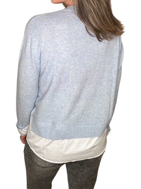 SHIRTING CREW NECK SWEATER-BLUE MIST