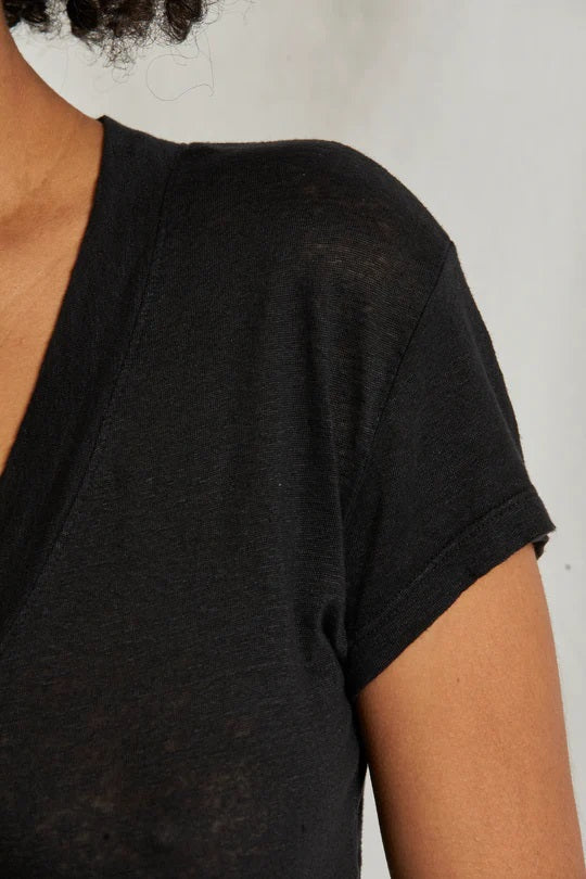 ROSIE V NECK TEE-TRUE BLACK - Kingfisher Road - Online Boutique