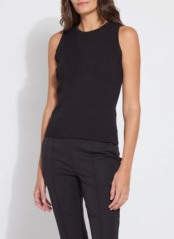 ALLEGRA RIBBED KNIT TANK-BLACK - Kingfisher Road - Online Boutique