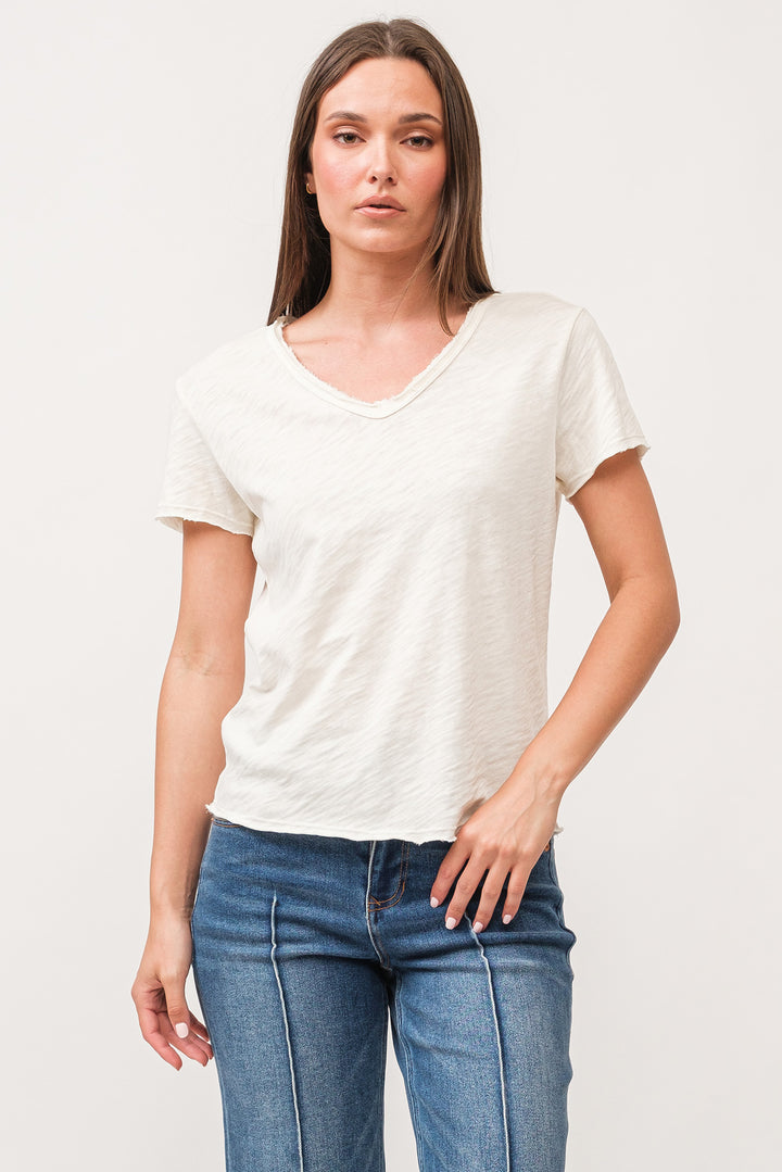 VANYA VNECK SHORT SLEEVE-ANTIQUE WHITE