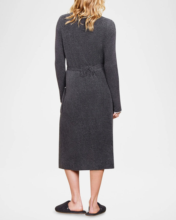 CCL CONTRAST RIBBED ROBE-CARBON PEARL