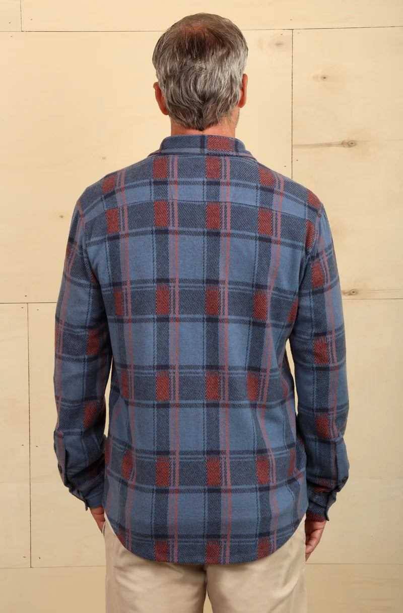 WHISKEY CHECK LS 2 POCKET SHIRT-BLUE