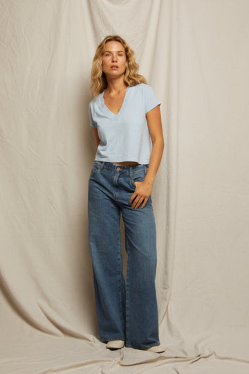 ALANIS V-NECK TEE-SKY BLUE - Kingfisher Road - Online Boutique