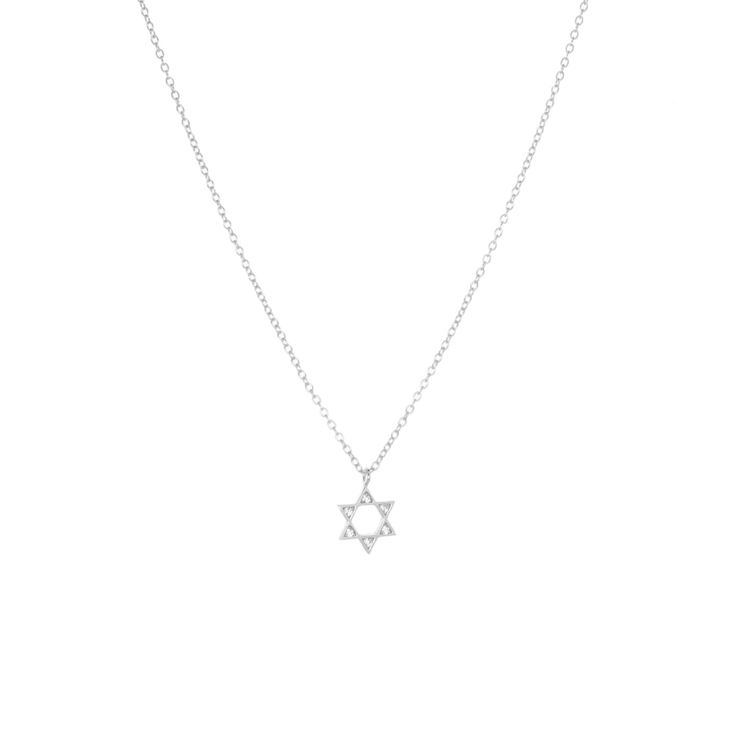 CZ STAR OF DAVID NECKLACE-SILVER - Kingfisher Road - Online Boutique