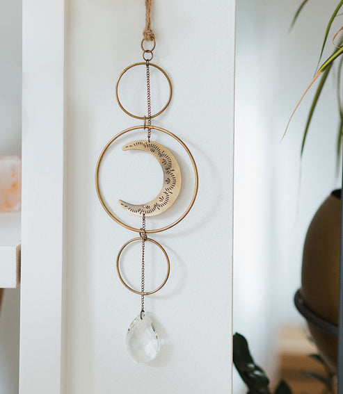 CRESCENT MOON BRASS SUNCATCHER