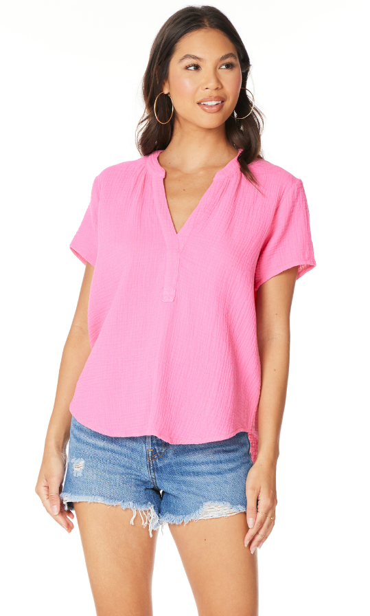 SPLIT NECK S/S TOP-DAIQUIRIS - Kingfisher Road - Online Boutique