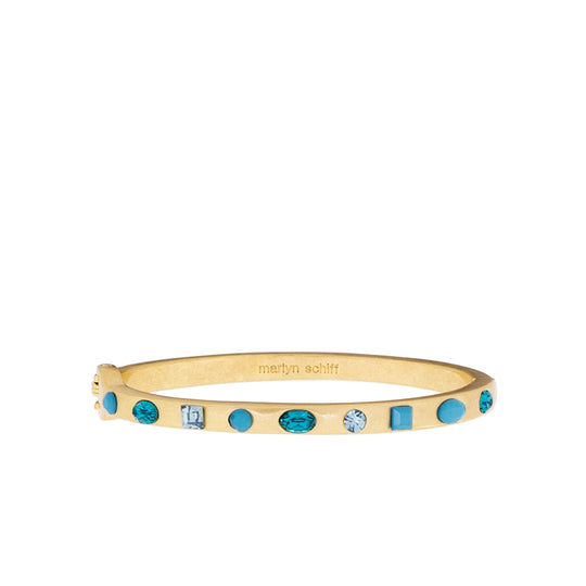 CRYSTAL METAL BANGLE-GOLD TURQUOISE - Kingfisher Road - Online Boutique