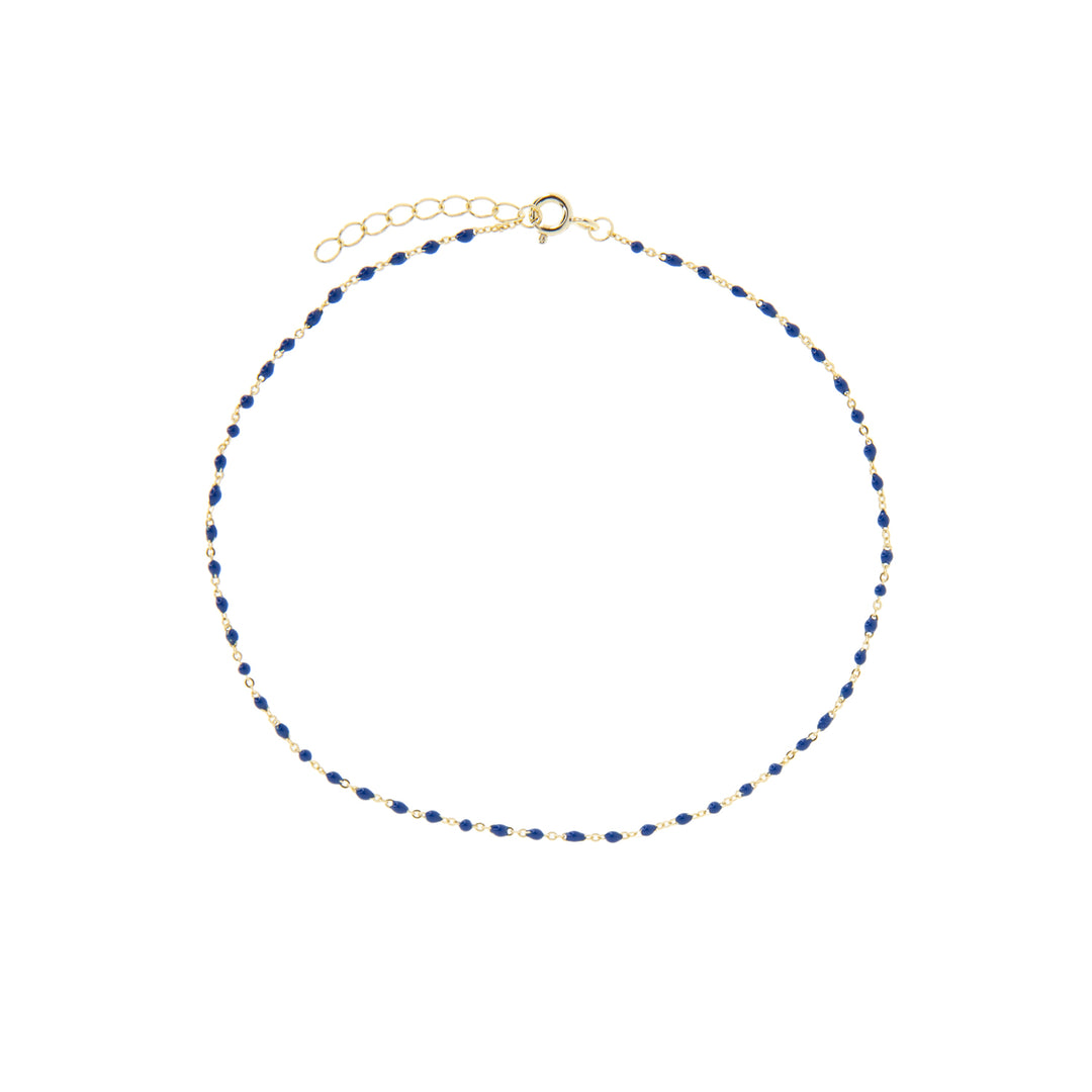 DELICATE BEADED ANKLET-GOLD/LAPIS - Kingfisher Road - Online Boutique