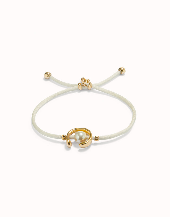 GOLD ADJUSTABLE PEARL CREAM CORD BRACELET - Kingfisher Road - Online Boutique