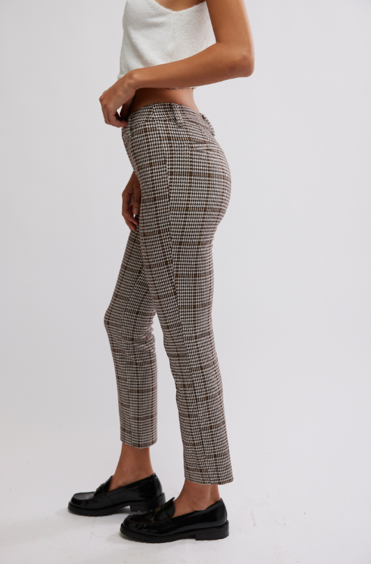 MOLLY PLAID SLIM PANT-NEUTRAL COMBO