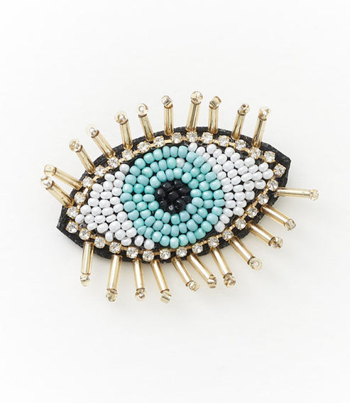 BEADED EVIL EYE BROOCH PIN