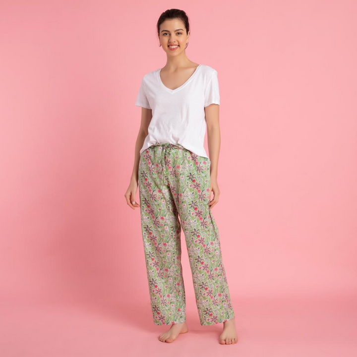 NEVILLE SPRING GREEN FORAL PANT IN A BAG - Kingfisher Road - Online Boutique