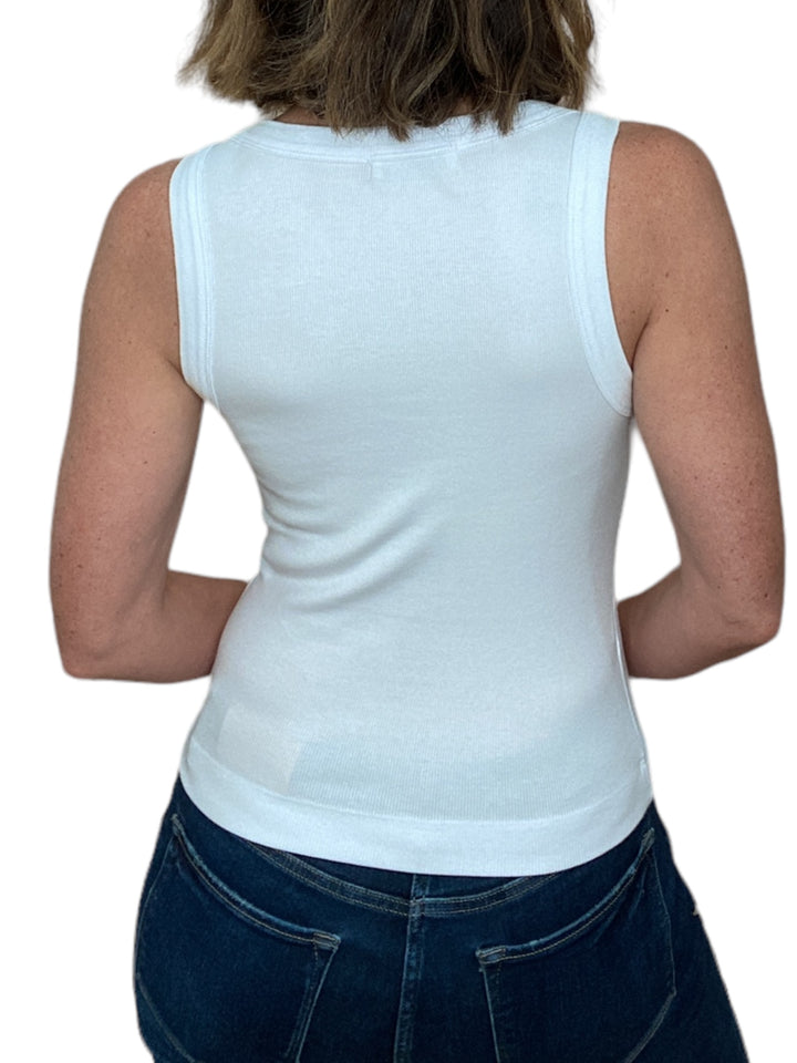 GINA WIDE BINDING CROP TANK-WHITE - Kingfisher Road - Online Boutique