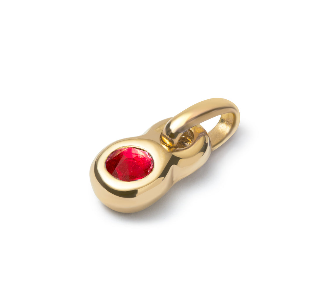 DROPLET CHARM WITH RED STONE-GOLD - Kingfisher Road - Online Boutique