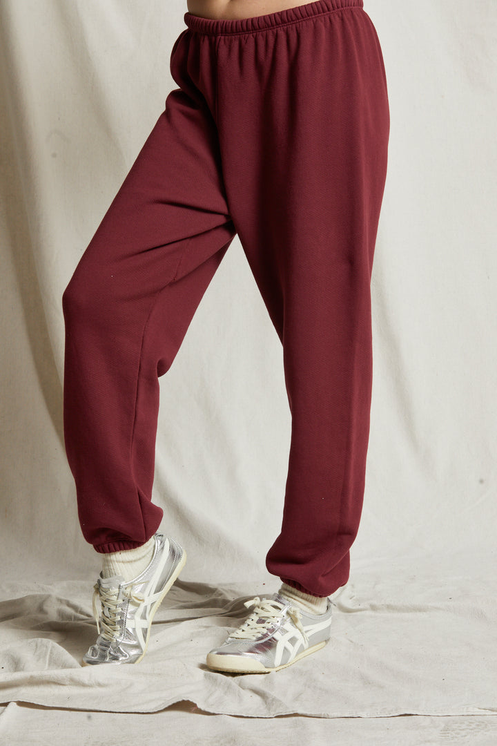 STEVIE FLEECE EASY SWEATPANT-CRANBERRY