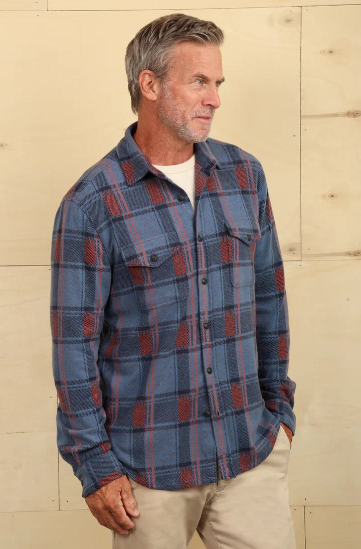 WHISKEY CHECK LS 2 POCKET SHIRT-BLUE