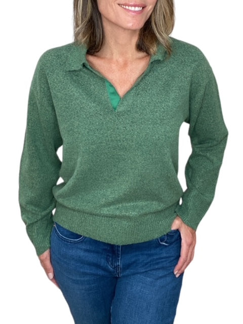 JONAS JOHNNY COLLAR SWEATER-SPRUCE