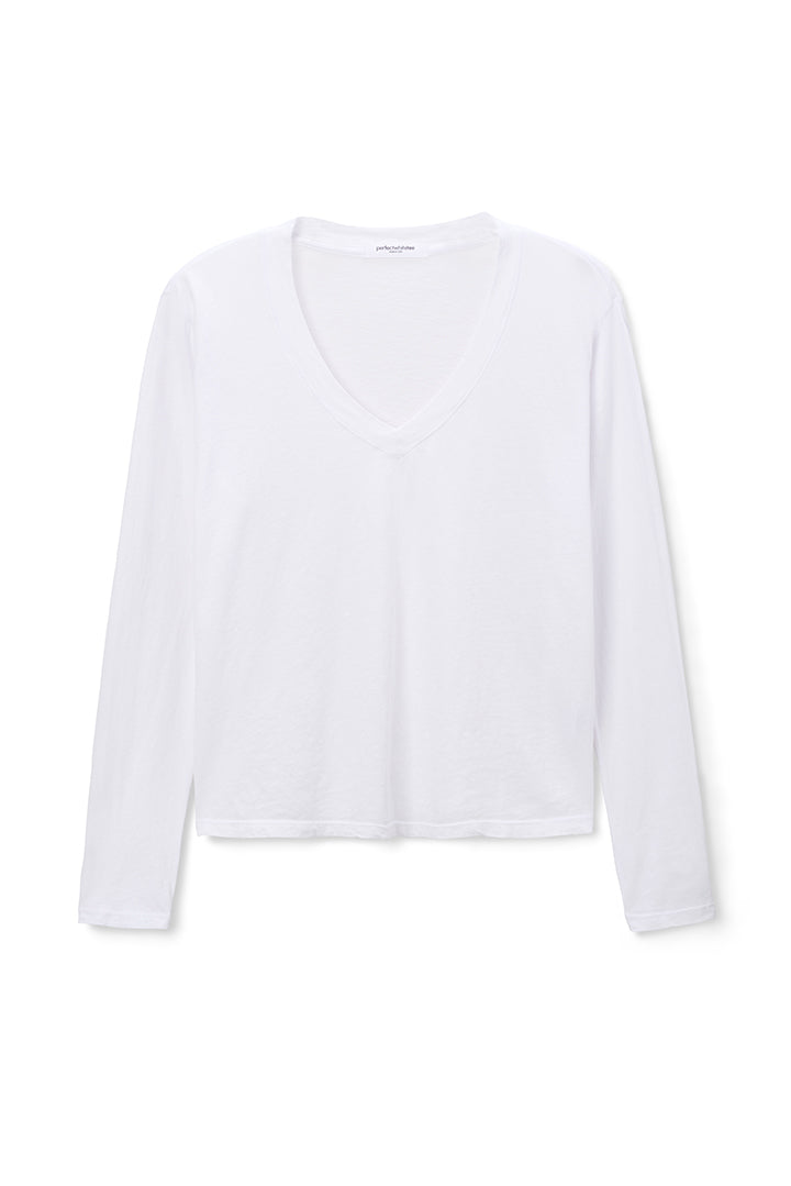 JIMI LONG SLEEVE V-NECK TEE-WHITE - Kingfisher Road - Online Boutique