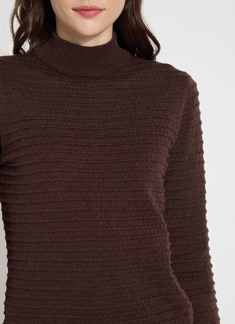 VALERY KNIT MOCK NECK SWEATER-DARK MOCHA