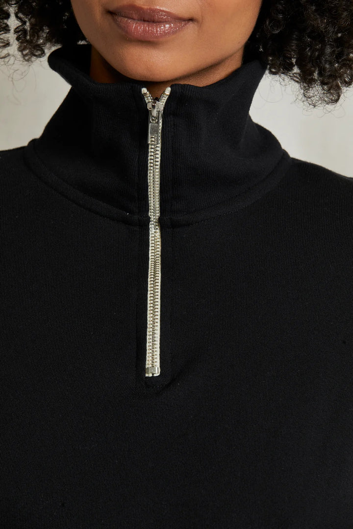 MAREN FRENCH TERRY HALF ZIP-TRUE BLACK