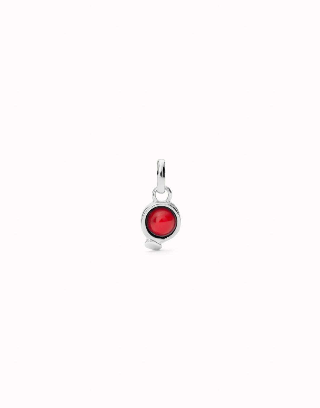 CIRCULAR RED CABACHON CHARM-SILVER - Kingfisher Road - Online Boutique