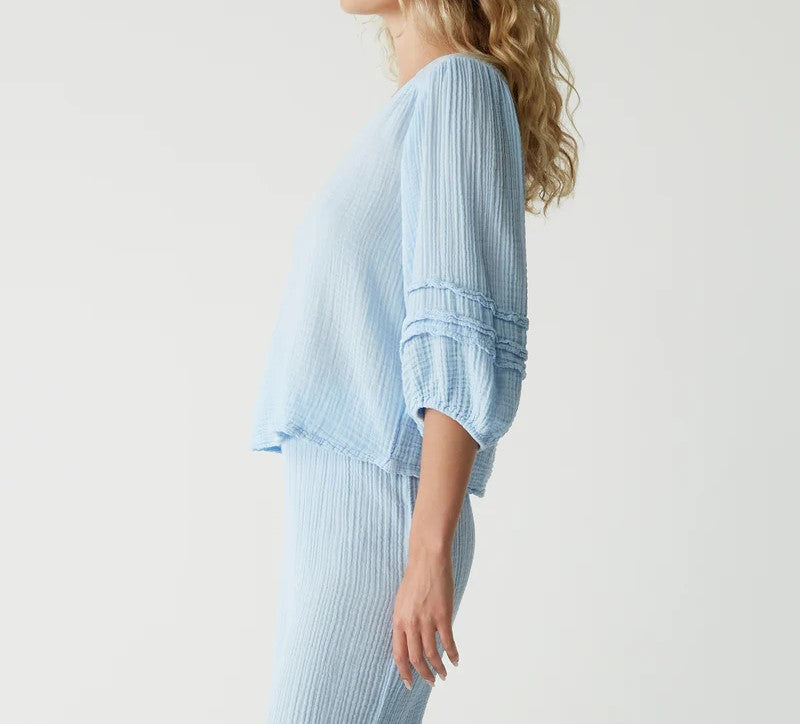 PRUITT BALLOON SLEEVE TOP-SALT WATER - Kingfisher Road - Online Boutique