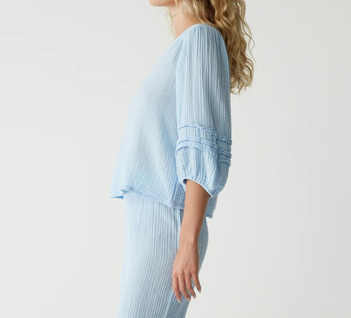 PRUITT BALLOON SLEEVE TOP-SALT WATER - Kingfisher Road - Online Boutique