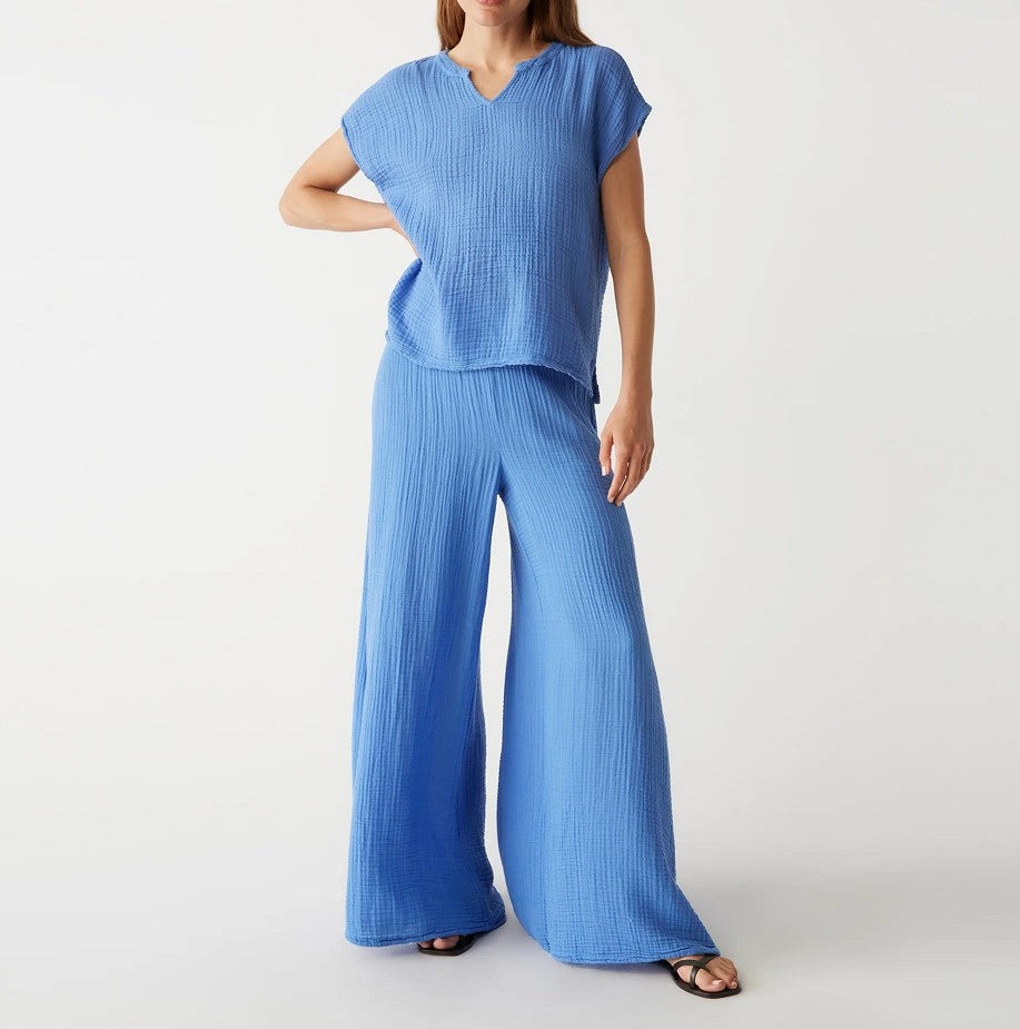 SIMBA EXTRA WIDE SMOCKED WAIST PANT-SALT WATER - Kingfisher Road - Online Boutique