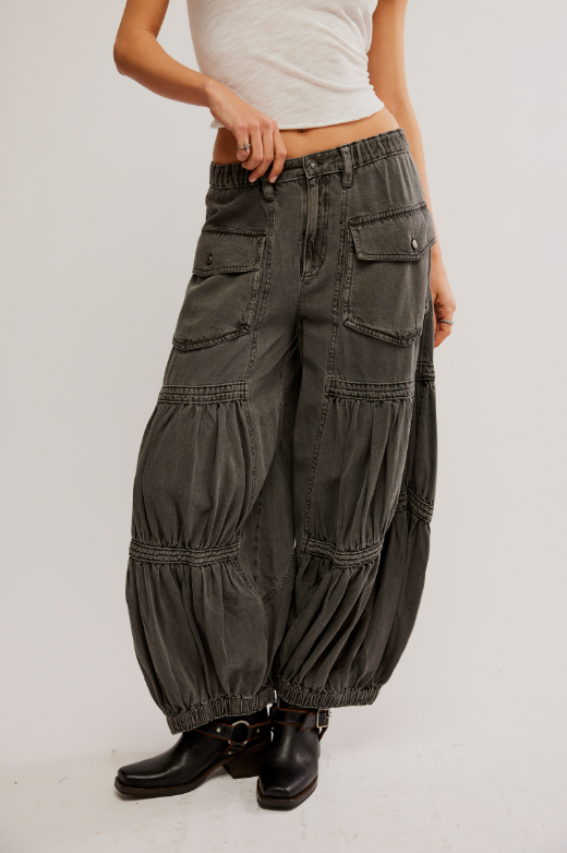 LAST WORD PARACHUTE PANT-WASHED BLACK - Kingfisher Road - Online Boutique