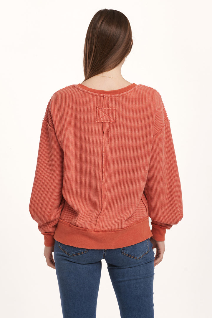 ZYRA V NECK LONG SLEEVE TOP-CRIMSON - Kingfisher Road - Online Boutique