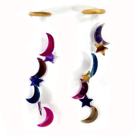 MIXED AGATE STAR/MOON WIND CHIME - Kingfisher Road - Online Boutique