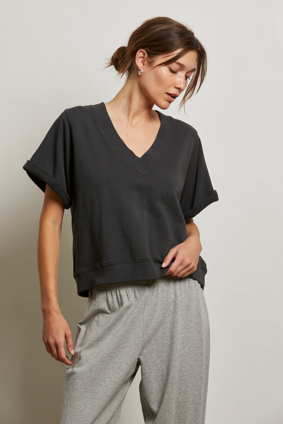 BRIGGS SHORT SLEEVE SWEATSHIRT-VINTAGE BLACK - Kingfisher Road - Online Boutique