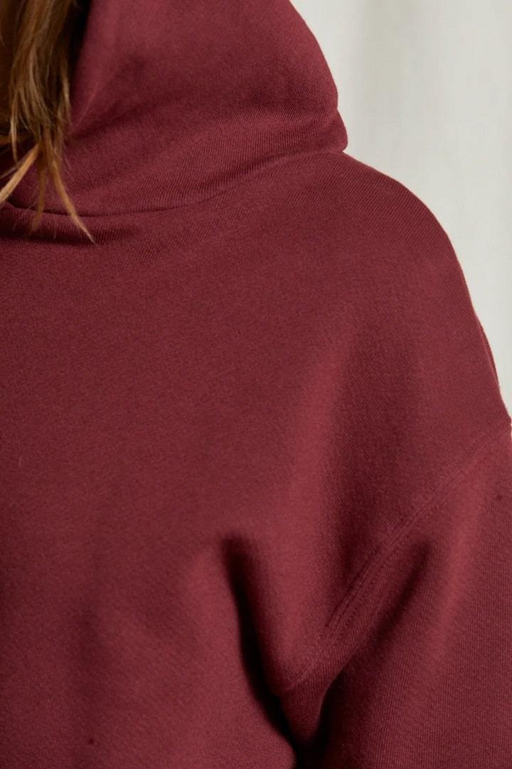 HEART FLEECE PULLOVER HOODIE-CRANBERRY