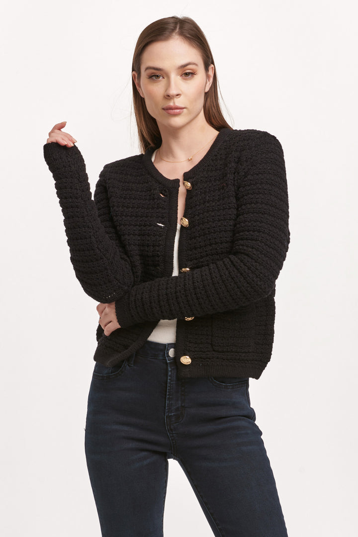 CAMBRIA BUTTON DOWN CARDIGAN-BLACK